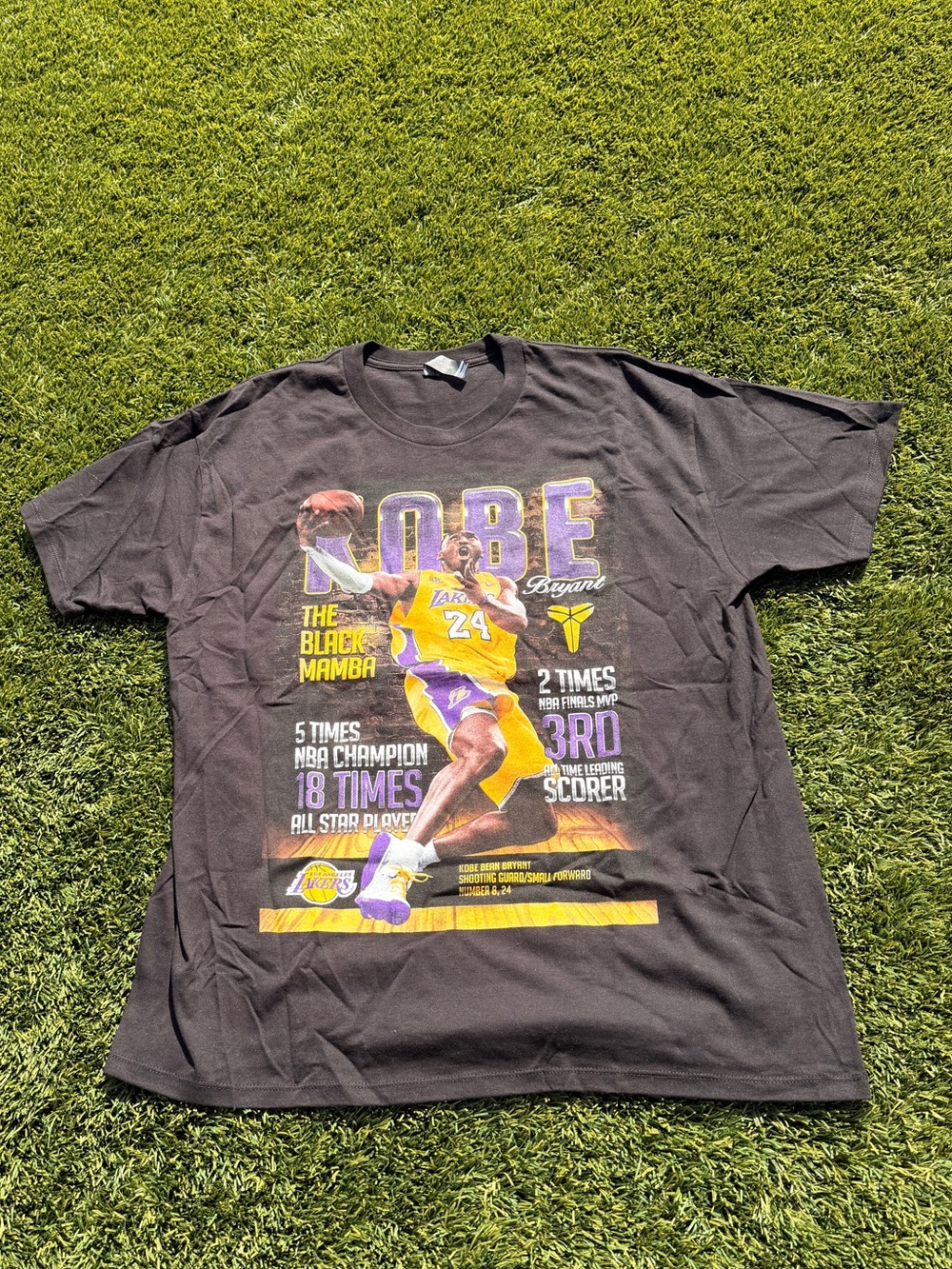 Element Black Kobe Bryant Graphic T-Shirt with Yellow and Purple Print